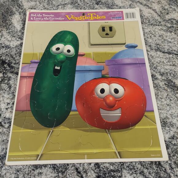 Veggie Tales vintage Tray Puzzle Bob The Tomato & Larry the Cucumber Big Idea - Picture 1 of 4